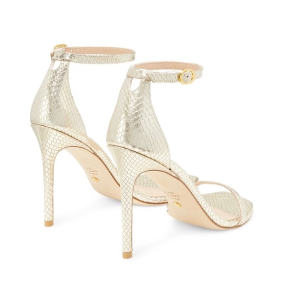 Stuart Weismann Nudist Curve 100 Platino Gold Sandal - Picture 4 of 8